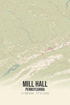 Carte ancienne de Mill Hall (Pennsylvanie), USA. sur Rezona