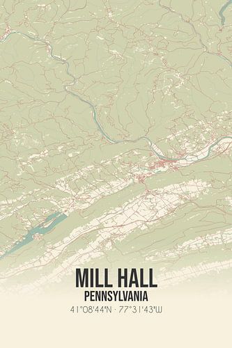 Vintage landkaart van Mill Hall (Pennsylvania), USA.