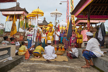 Balinese ceremony in the temple