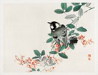 Black-capped chickadee by Kōno Bairei