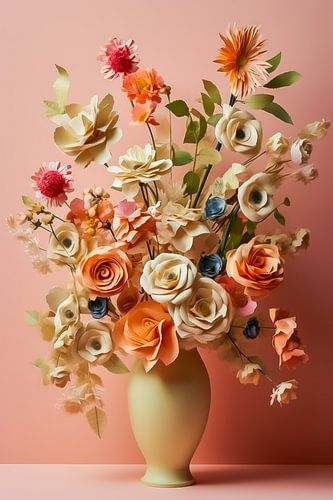 Papieren bloemen kunst in pastel kleuren