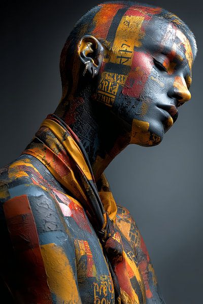 art abstrait avec portrait en couleur par Egon Zitter