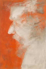 Abstract portrait in orange and white by Art & Soul Creations
