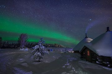 Noorderlicht in Lapland, Finland van Robert van Hall