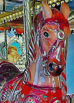 Carrousel Paard Hoofd Studie van Dorothy Berry-Lound