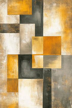 Geometric play of colours in gold and grey by Poster Art Shop