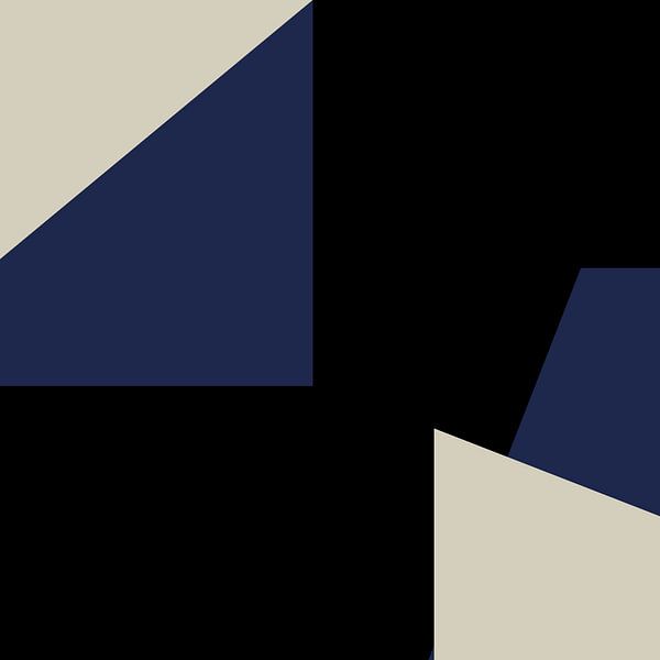 Abstracte Geometrische Vormen in Blauw, Zwart, Wit nr. 7 van Dina Dankers