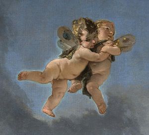 Giambattista Tiepolo, Twee Putti (engeltjes), onderdeel van De Triomph van Zephyrus en Flora - 1732 van Atelier Liesjes