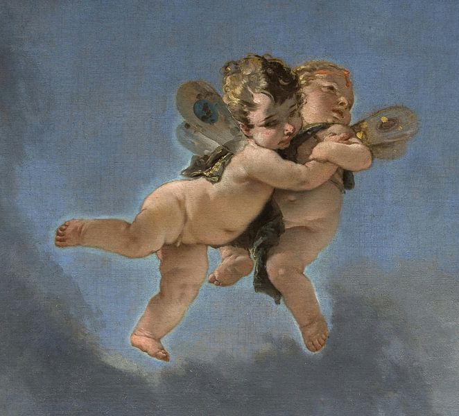 Giambattista Tiepolo, Two Putti (angels), part of The Triomph of Zephyrus and Flora - 1732 by Atelier Liesjes