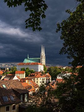 Uitzicht over de stad Görlitz naar de St. Peter's kerk van Rico Ködder