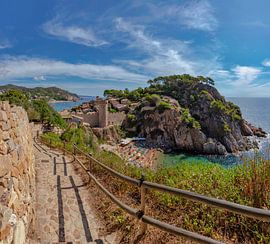 Camí de Ronda overlooking the old city wall and Cap de Tossa, Tossa de Mar, by Rene van der Meer