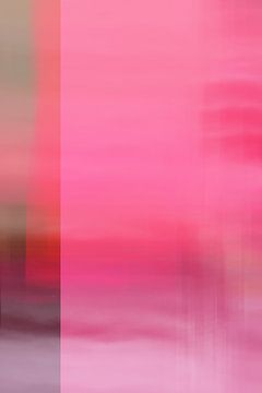 Moderne abstracte kleurrijke kunst in helder roze, rood, taupe van Dina Dankers