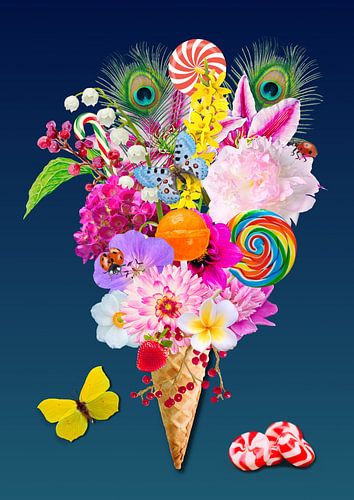 Eiswaffel mit Blumen