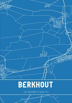 Blauwdruk | Landkaart | Berkhout (Noord-Holland) van Rezona