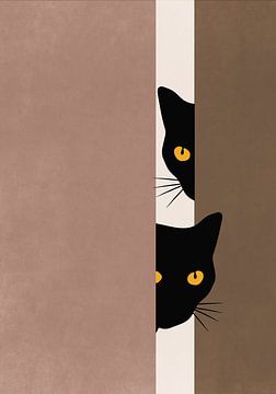 Two curious black kittens, bohemian style. by Bianca van Dijk