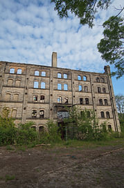Ruine des Speichers des Mühlenkomplexes Böllberg in Halle in Deutschland