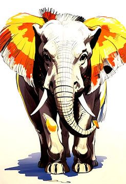 Aquarelschilderij olifant (serie) (a.i. art)