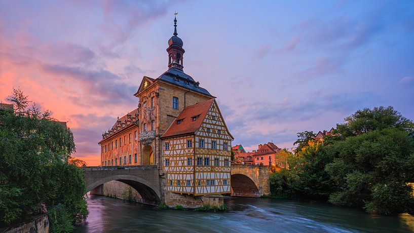 Sonnenuntergang am alten Rathaus in Bamberg, Bayern, Deutschland von Henk Meijer Photography