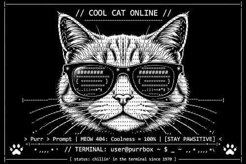 Cool Cat Online-Terminal – ASCII-Grafik