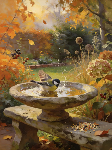 Mésange charbonnière | Se baigner dans la lumière d'automne