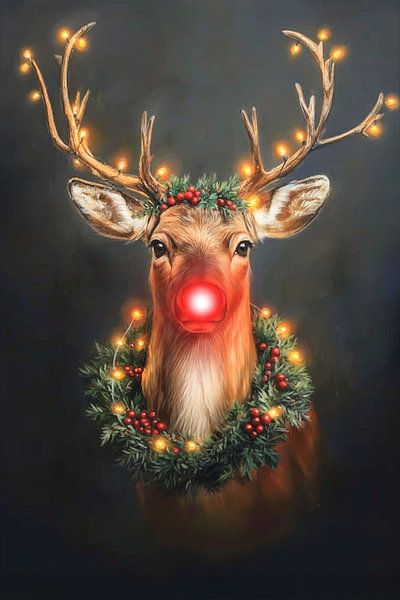 Rudolph habillé de lumières de Noël n°1 par Studio BB