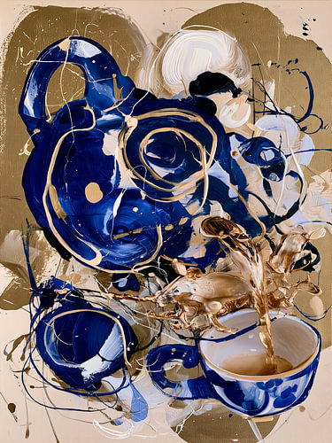 « Abstract Tea Time » avec le bleu de Delft