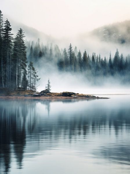 Nebel am Bergsee von fernlichtsicht