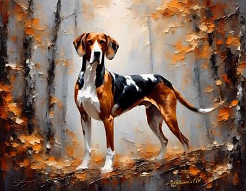 Treeing Walker Coonhound Art Print | Origineel door Johanna's Art van Johanna's Art
