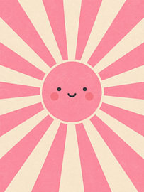 Rayons de soleil souriants en rose et crème sur Thomas burnet
