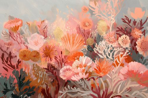 Coral blossoms in soft pastel shades