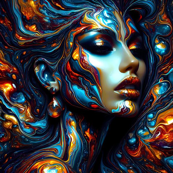 Muse cosmique dans un tourbillon de couleurs Rivière par A.D. Digital ART