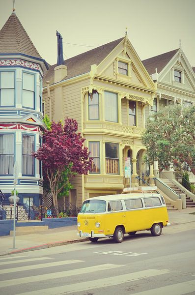 Vintage Yellow Van in San Francisco California by Carolina Reina