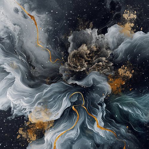 Abstracte bloemen artistiek donker kunstwerk als magisch vierkant