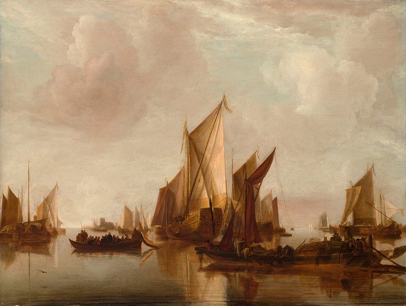 A State Yacht and Other Craft in Calm Water, Jan van de Cappelle by Masterful Masters