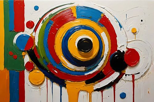 Dynamisch abstract schilderij met cirkelvormen