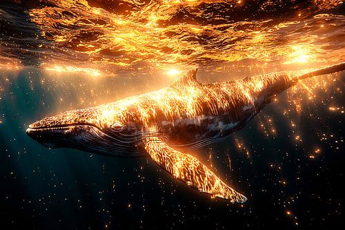 Walvis in gouden licht
