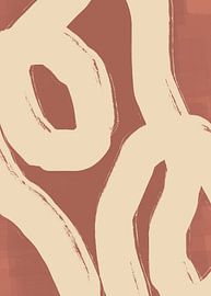 Abstract shapes and lines in terracotta, and light yellow. by Dina Dankers