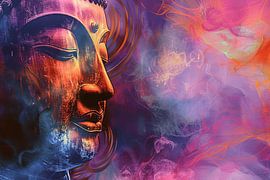 Buddha in a Sea of Abstraction and Colour by Art & Soul Creations