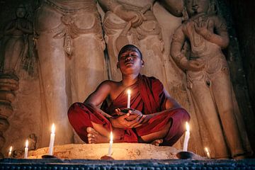 Young monk in the temples of Bagan by Roland Brack