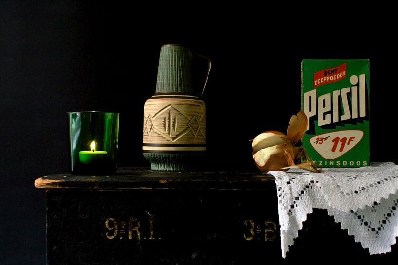 Picture of a still life with green retro stuff. by Therese Brals