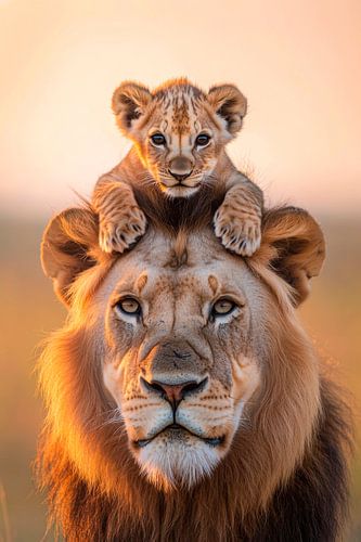 Lion family in the sunlight