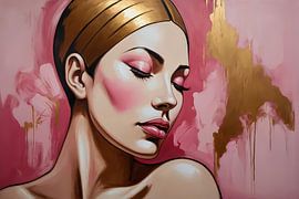 Lady with closed eyes in golden glow by Art & Soul Creations