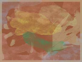 Yellow, green, terracotta and beige organic shapes. by Dina Dankers