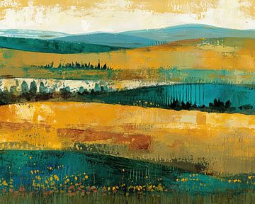 Schilderij Abstract Landschap | Whispering Chromatic Valley | Schilderij Abstract Landschap van Kunst Kriebels