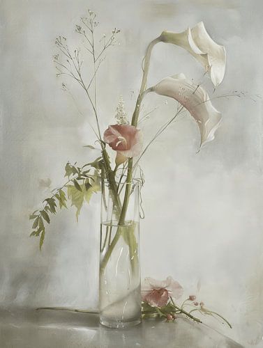 Stilleven met bloemen in pastelkleuren