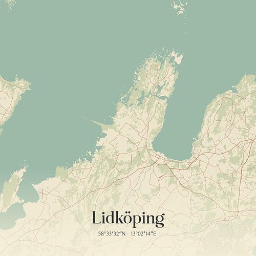 Vintage map of Lidköping, Sweden. by Prints of Place