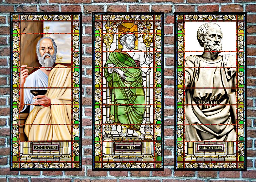 Socrates, Plato and Aristotle, Stained Glass. by Hans Levendig (lev&dig fotografie)