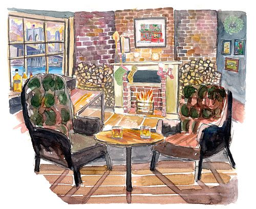 Un réveillon de Noël calme et chaleureux au coin du feu au New York Pub