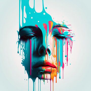 Multicolor Painted Face van Color Square