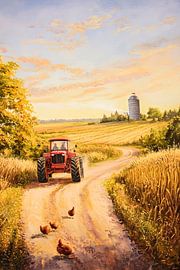 Idyllic countryside with tractor by Poster Art Shop